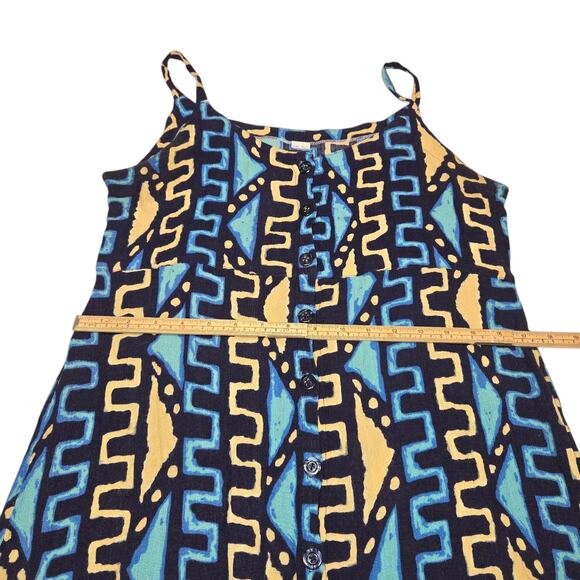 Womens S/M Mini Dress Spaghetti Straps Flowy Geometric Boho Festival Artsy - Picture 10 of 12